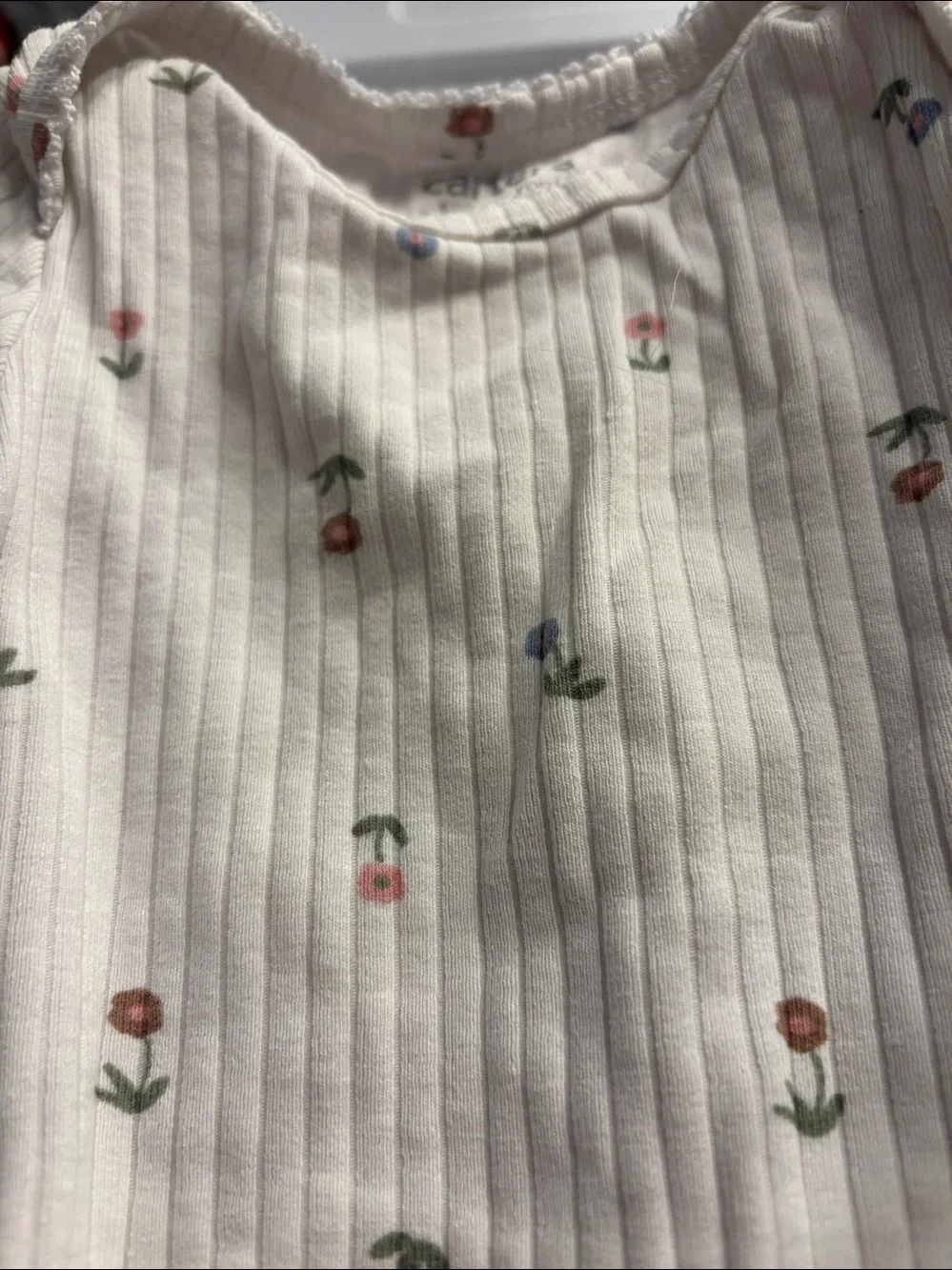 Carters Ribbed Floral Baby One Piece 6 Months